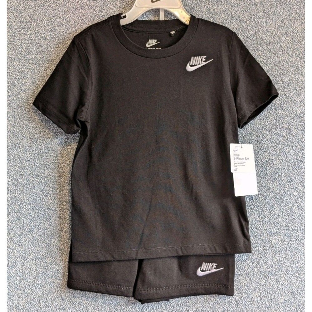 Nike Toddler Size 4T Black White 2-Piece Knit Shorts Set 76M143-F66
